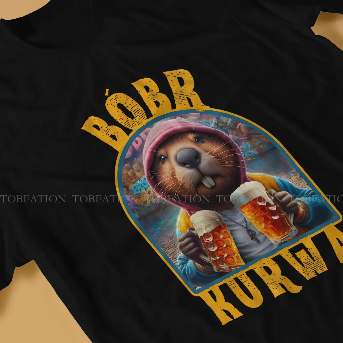 Drinking Beer Special TShirt Kurwa Bobr Bober Comfortable Hip Hop Graphic  T Shirt Short Sleeve Hot Sale