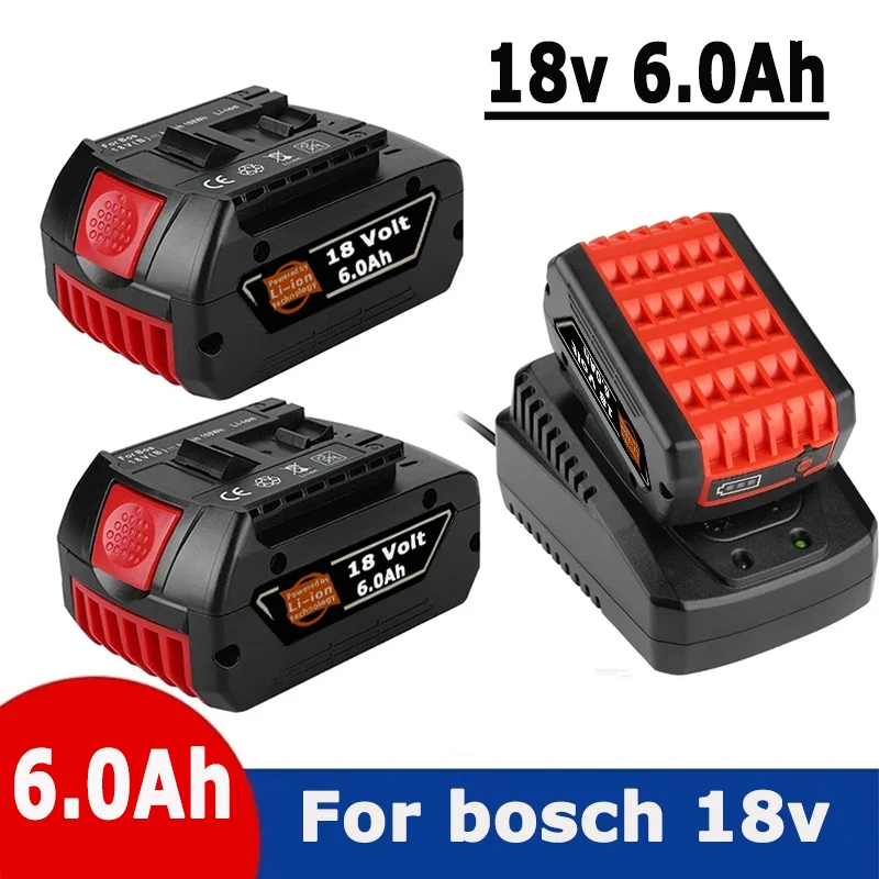 

18V Battery 6.0Ah for Bosch Electric Drill 18V Rechargeable Li-ion Battery BAT609, BAT609G, BAT618, BAT618G, BAT614 + 1Charger