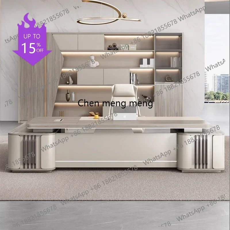 Mesa de Escritório Executiva em L de Luxo 01A com Gavetas Organizadoras Grandes e Cadeira para Recepção e Estudo - Mobiliário de Escritório