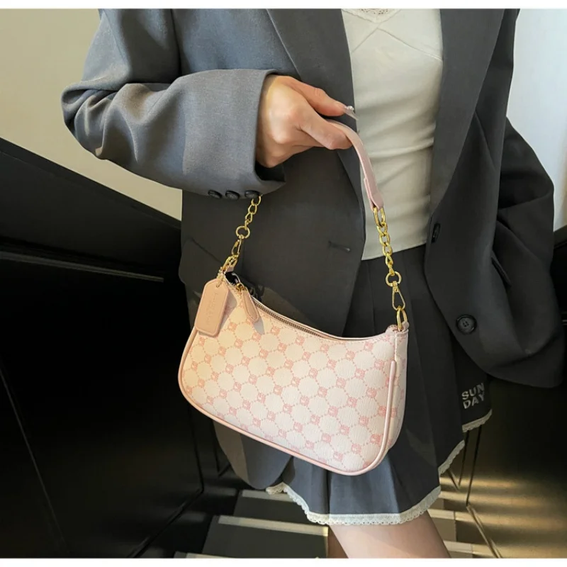 Borsa da pendolarismo coreana per donna Borsa a tracolla vintage, chiusura con cerniera, borse sotto le ascelle a spalla singola stampate alla moda