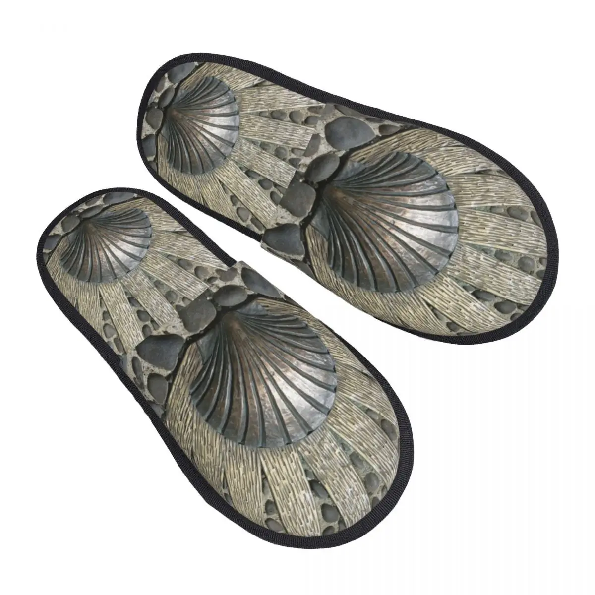 Custom Scallop Shell Camino Memory Foam Slippers Women Comfy Warm House Slippers