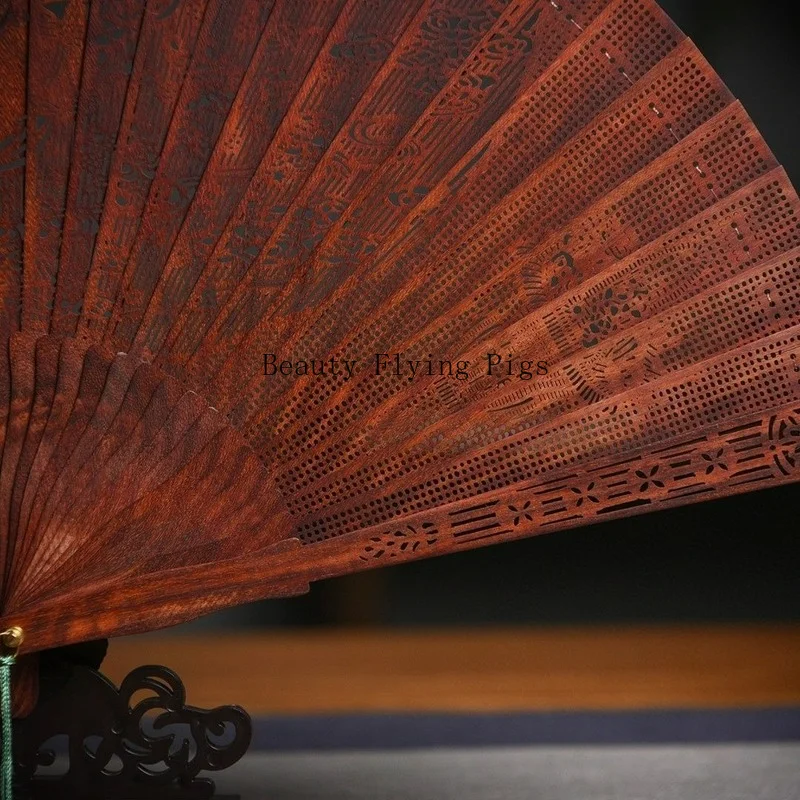 1pc Chinese Sandalwood Fan Pre Sale Payment Customized Version Hollow Folding Fan Ornament Home TV Cabinet Decorations