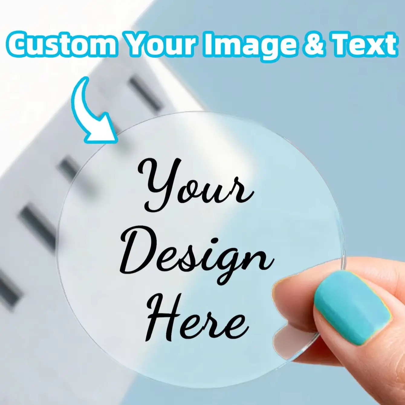 1-130PCS Custom Round Transparent Waterproof Stickers with Personalized Text&Images for Office,File Folders,Notebook&Desk Labels image 4