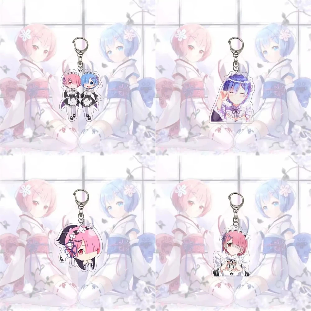 6CM Anime Re:ZERO -Starting Life in Another World Acrylic Keychain Stand Model Cosplay Characters Ornament Accessories Good Gift