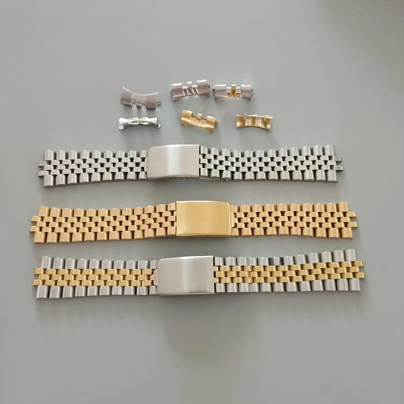Vintage 18MM 19MM 20MM 316L Stainless Steel Jubilee Curved End Watch Band Strap Bracelet Fit For Seiko 5 ROX Watch