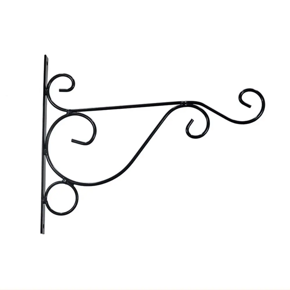 Black Hanging Flower Basket Brackets Iron Home Decoration Wall Mounted Plant Hanger Bird Garden Backyard Flower Pot Hook Holder