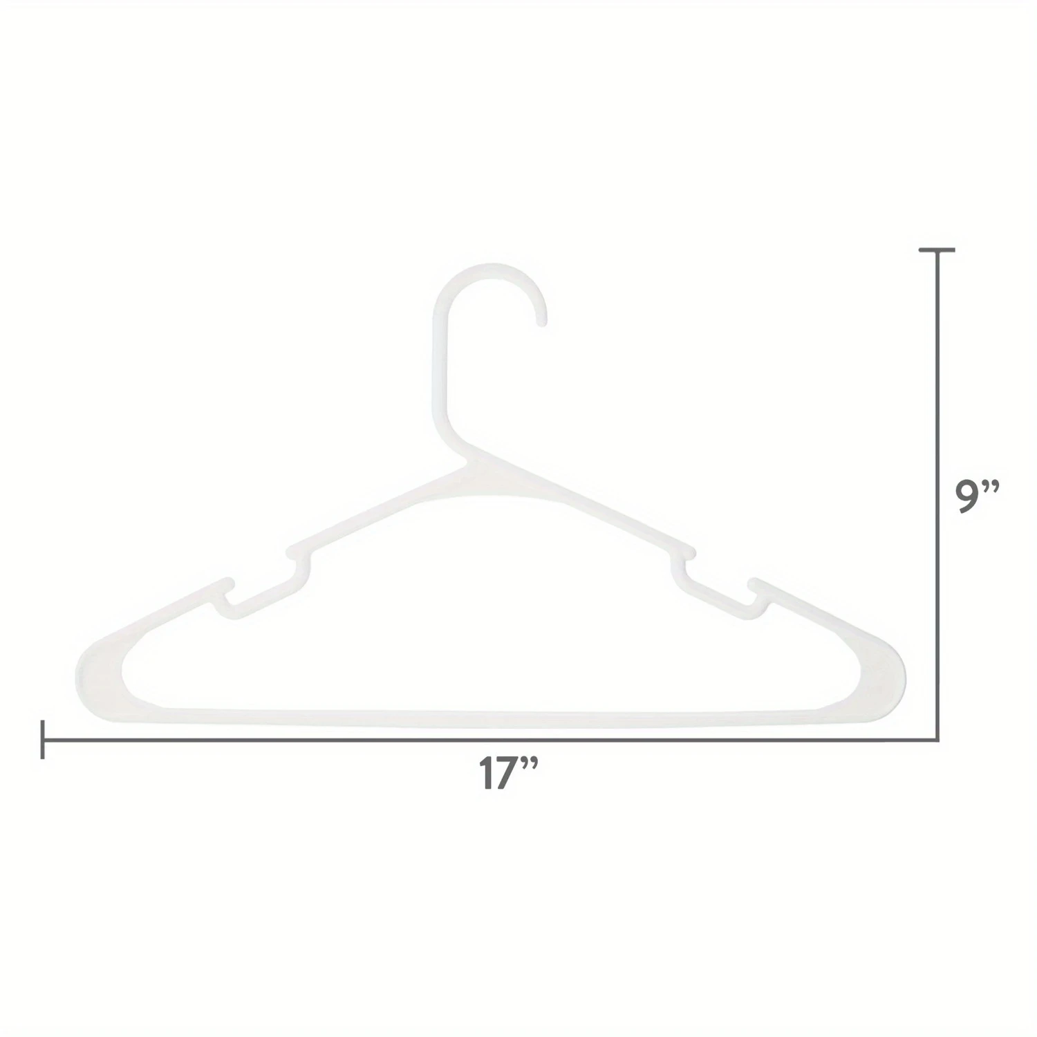 Adult Plastic Clothing Hanger, Slotted for Shirts, 60 Pack, White