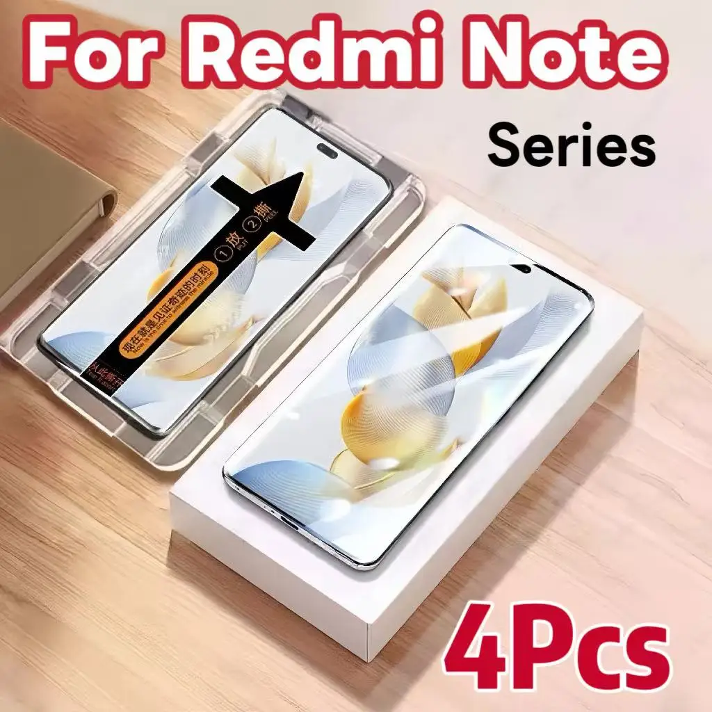 

4Pcs Tempered glass screen protectors suitable for Redmi Note15 14 13 series mobile phones