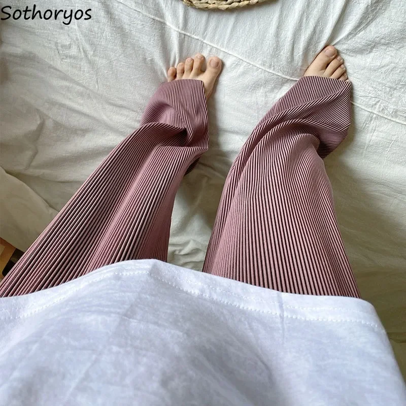 

M-3XL Sleep Bottoms Women Pure Stripe Korean Style Chic Trendy Popular Leisure Home Wear Loose Soft Cozy Ulzzang Female Ins New
