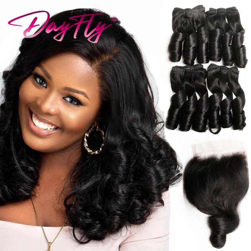 Tissage en Lot Brésilien Naturel avec Closure, 4x4, T1b99j, 4 Pièces