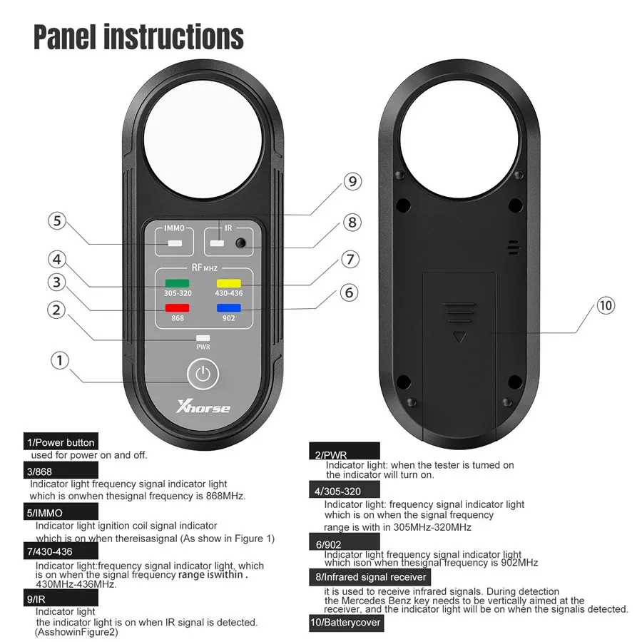 Xhorse XDRT20 V2 Remote Tester 315MHz 868MHz 433Mhz Infrared Signal Detection VVDI Tools for All Car Key Remote Frequency Test