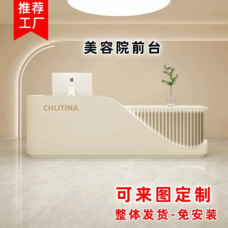 Beauty salon front desk custom curved reception desk simple clothing store checkout page health center reception counter table m