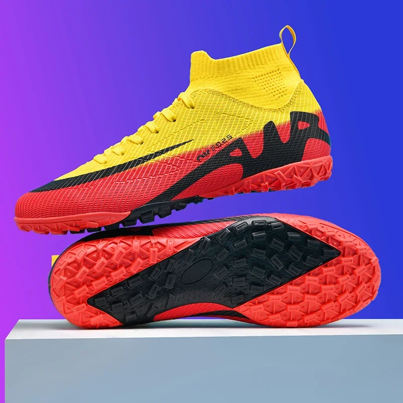 

New Men Soccer Shoes Cleats Sport Adult Breathable Match Football Boots Outdoor Long Spikes Comfortable Training Boys Non Slip