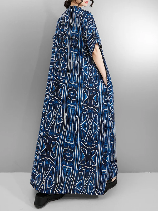 Letnia, luźna sukienka dla mamy, z dekoltem w serek, długa spódnica dla kobiet w średnim wieku, codzienna sukienka na wakacje.