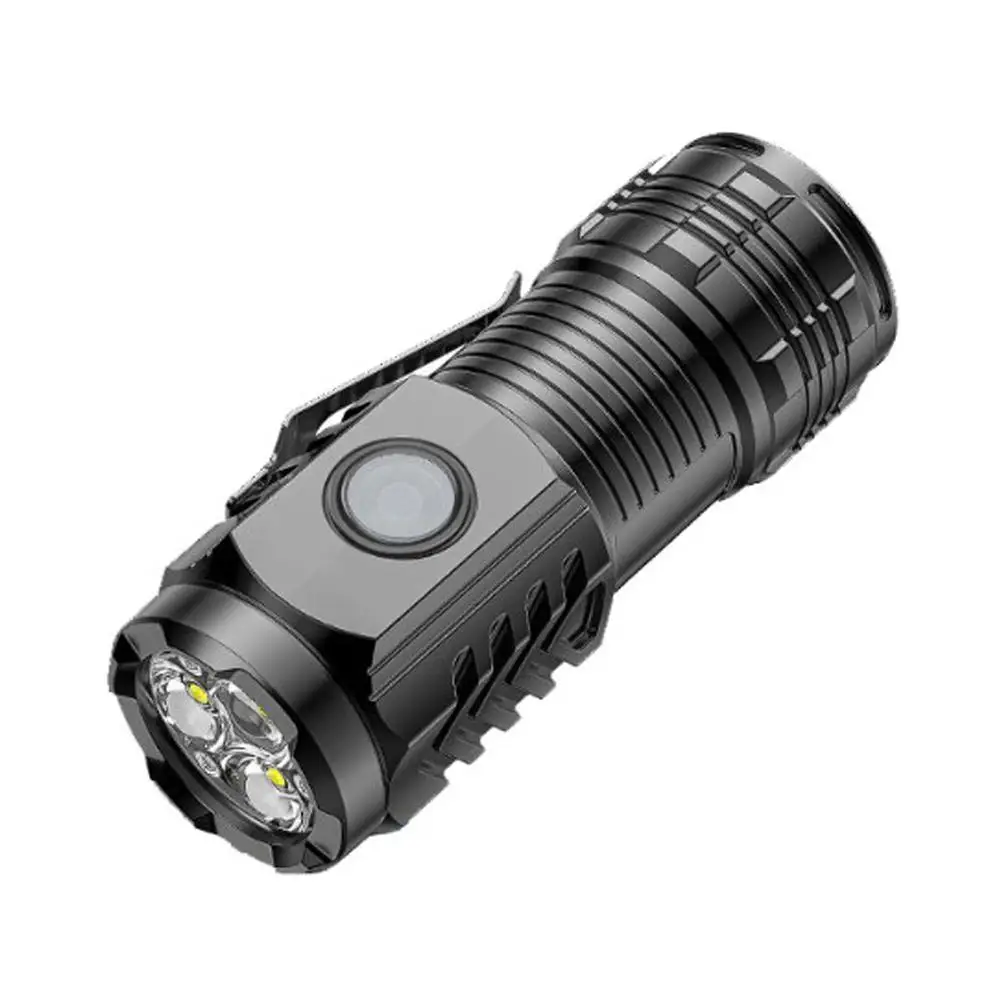 Linterna recargable de luz fuerte, iluminación de cañón portátil de tres ojos, súper brillante, Mini Led de largo alcance para el hogar pequeño St Z6a4