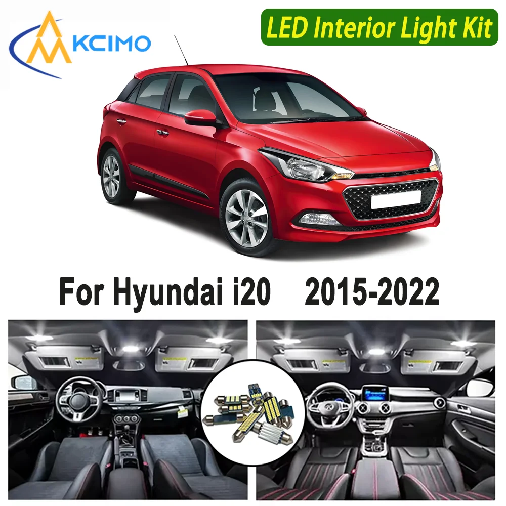 

Kcimo LED For Hyundai i20 (2015-2022) Premium Bright LED Interior Dome Map Trunk Light Kit Car Led Lamps Canbus New Lamps Car