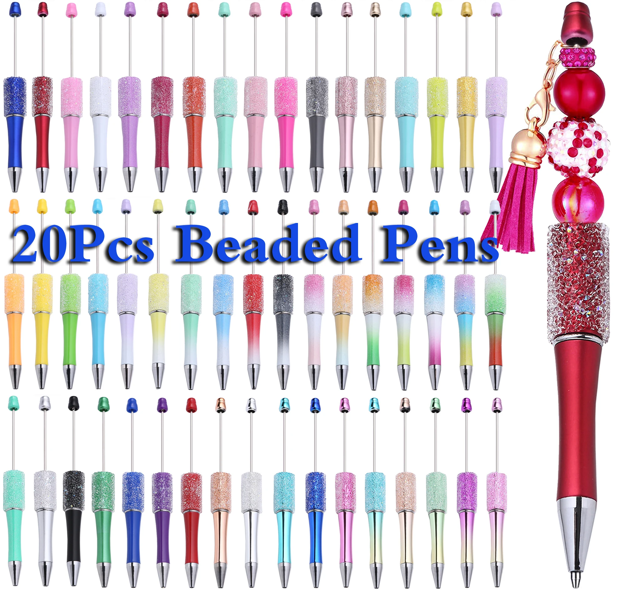 20Pcs Full Star Beaded Pen Wholesale  Creative DIY Handmade Sticker Set Diamond Beaded Ballpoint Pens Advertising Gift Pen