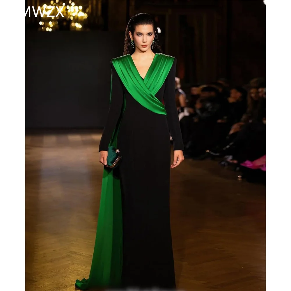 

Customized YPMWZX V-neck Column Floor length Skirts Fold Bespoke Occasion Dresses