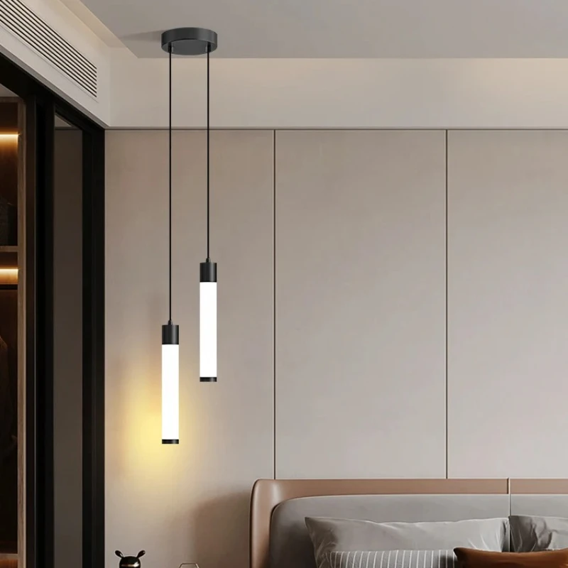 

Nordic Minimalist LED Chandelier Spotlight Hanging Lamp for Bedside Bedroom Living Room Resturant Long Tube Suspension Luminaire