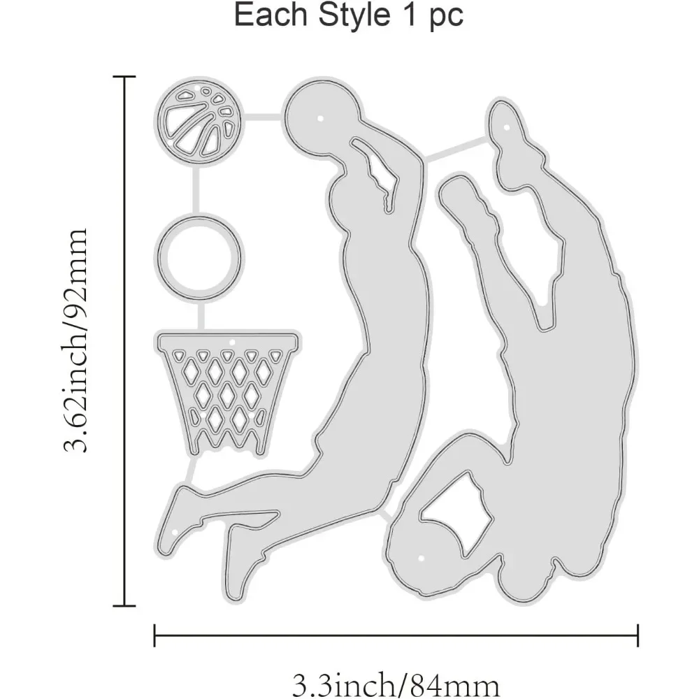 Basketball Player Metal Cutting Dies Basketball Hoops Die Cuts for DIY Scrapbooking Cards Making Album Envelope Decoration