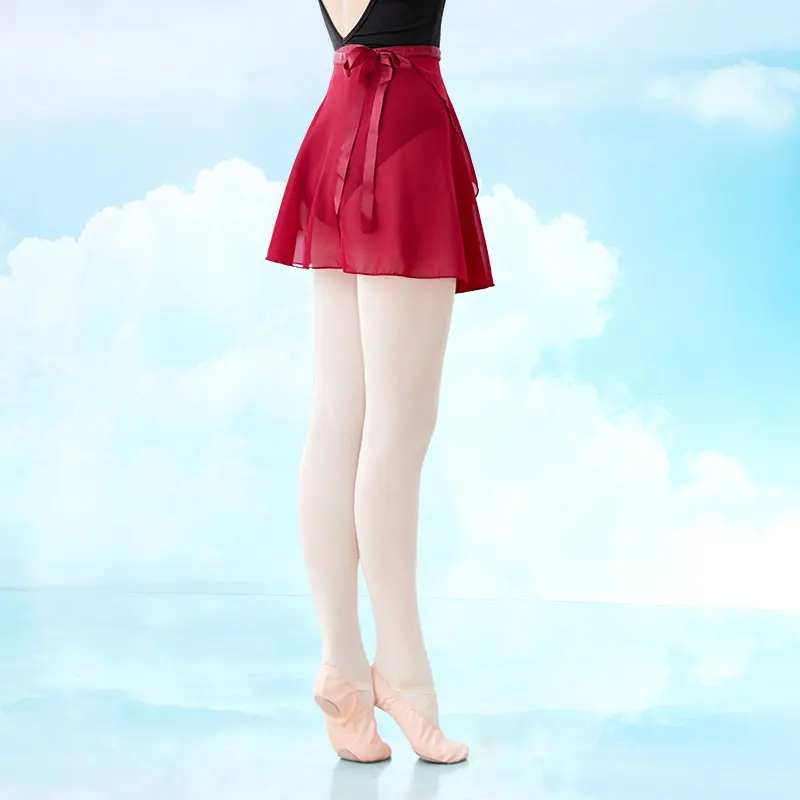 Vrouwen Ballet Rok Zwart Chiffon Dansrok Meisjes Dans Wikkel Rok Semi-Ondoorzichtige Rok Dansrok Ballerina Rok Verstelbare Stropdas