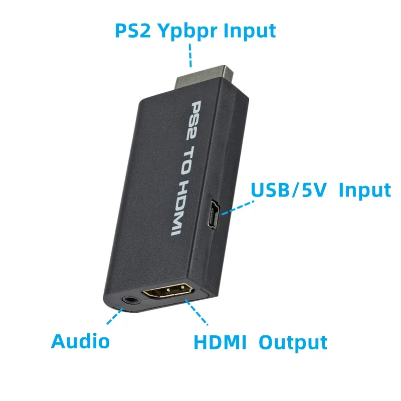 PS2 to HDMI-compatible Adapter Converter 1080P Full HD Audio Video Conversion Transmission Interface Game Console to Projector