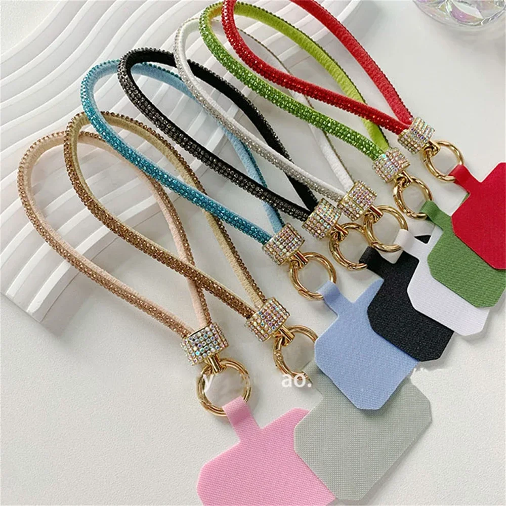 Luxury Bling Diamond Phone Charm Strap Bead Pendant Rhinestones Bracelet for IPhone 16 Pro Max Samsung Hanging Rope for Girl