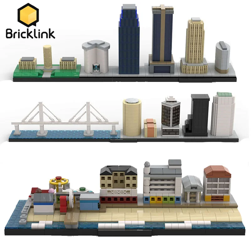 

Bricklink MOC City Skyline Dallas Kansas Florida Houston Maryland Chicago Street View Architecture Set Building Blocks Toys Gift