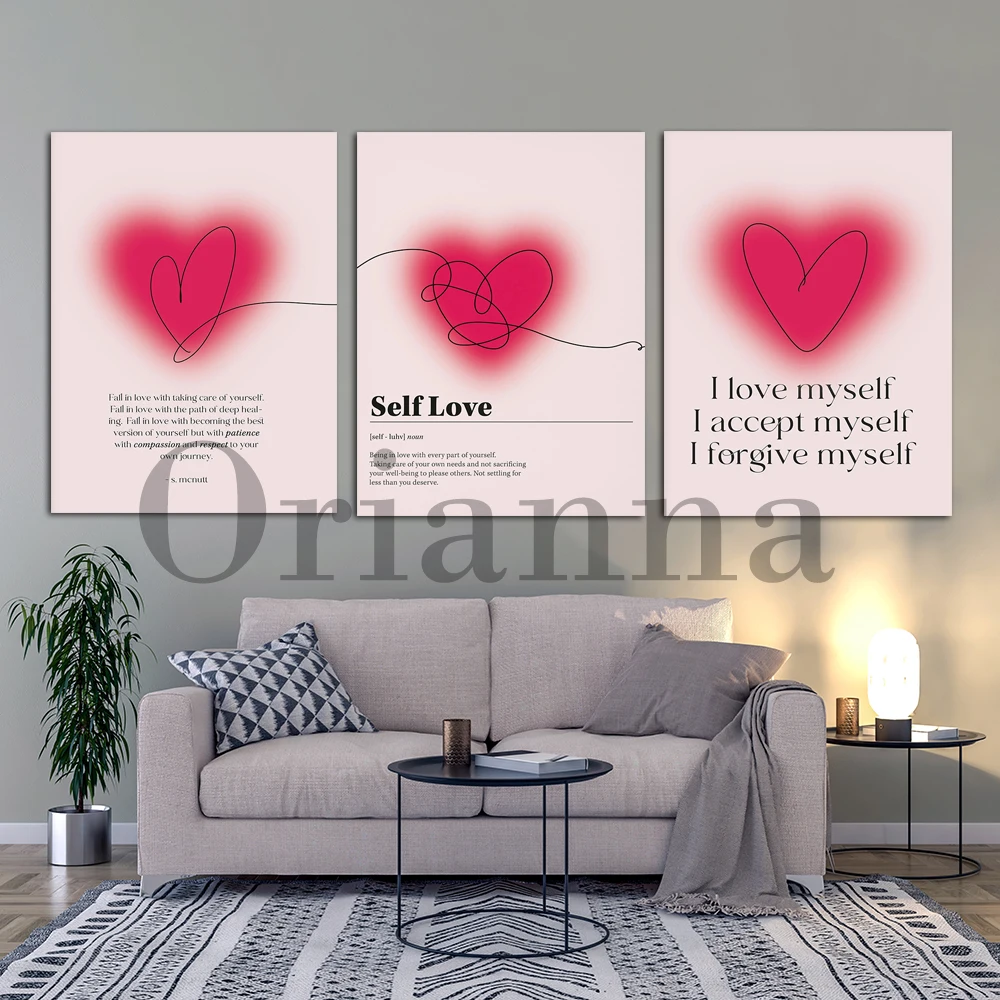 Love Manifestation Gradient Print,Self Love Definition Poster,Love Yourself Motivational Quote Spiritual Art Decor Canvas Gift