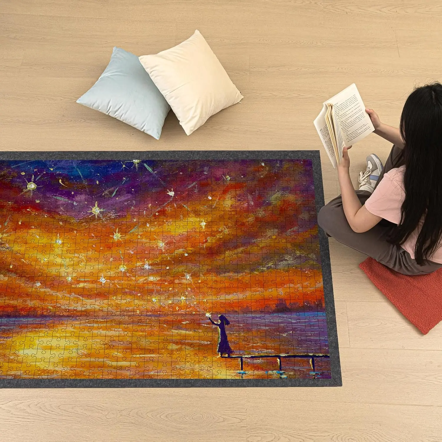 55 "x 37" pour 3000 pièces pliable Puzzle conseil tapis grand Portable feutre Puzzle tapis tapis antidérapant panneau de rangement