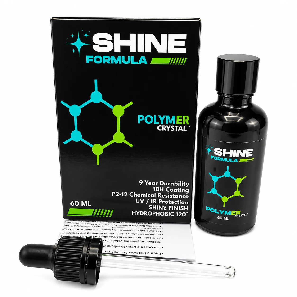 60ML SHINE FORMULA Polymer Crystal Coating, 10H Super‑Hydrophobic High‑Gloss Nano Car Paint Protection, UV Resistant
