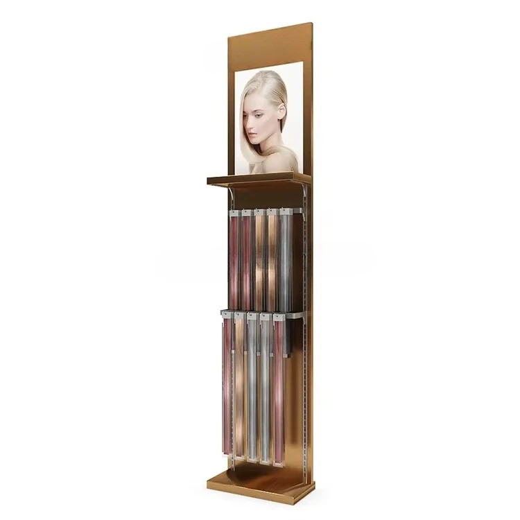 Salon Floor Metal Blonde Wig Display Stand Hanging 30 Inch Wheeled Hair Extension Display Stand