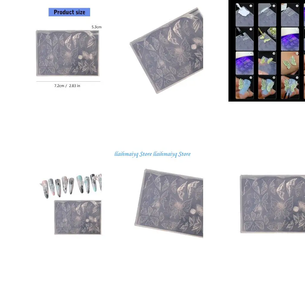 

573b Гибкая силиконовая форма для акрилового искусства ногтей с дизайнами бабочек ежедневно