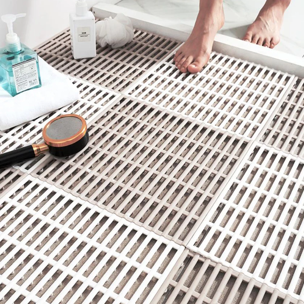 

2pcs Non-Slip Bathroom Floor Waterproof Shower Pad Rubber Bath Mat For Indoor Outdoor Cuttable Easy Clean Drainage Floor