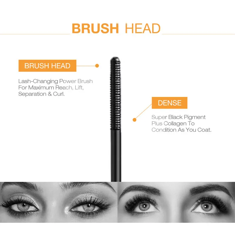 EELHOE 3D Faser Wimpern Dicke Verlängerung Mascara Lange Schwarze Wimpern Wimpern Verlängerung Wimpern Pinsel Make-Up Pro Augen-Kosmetik