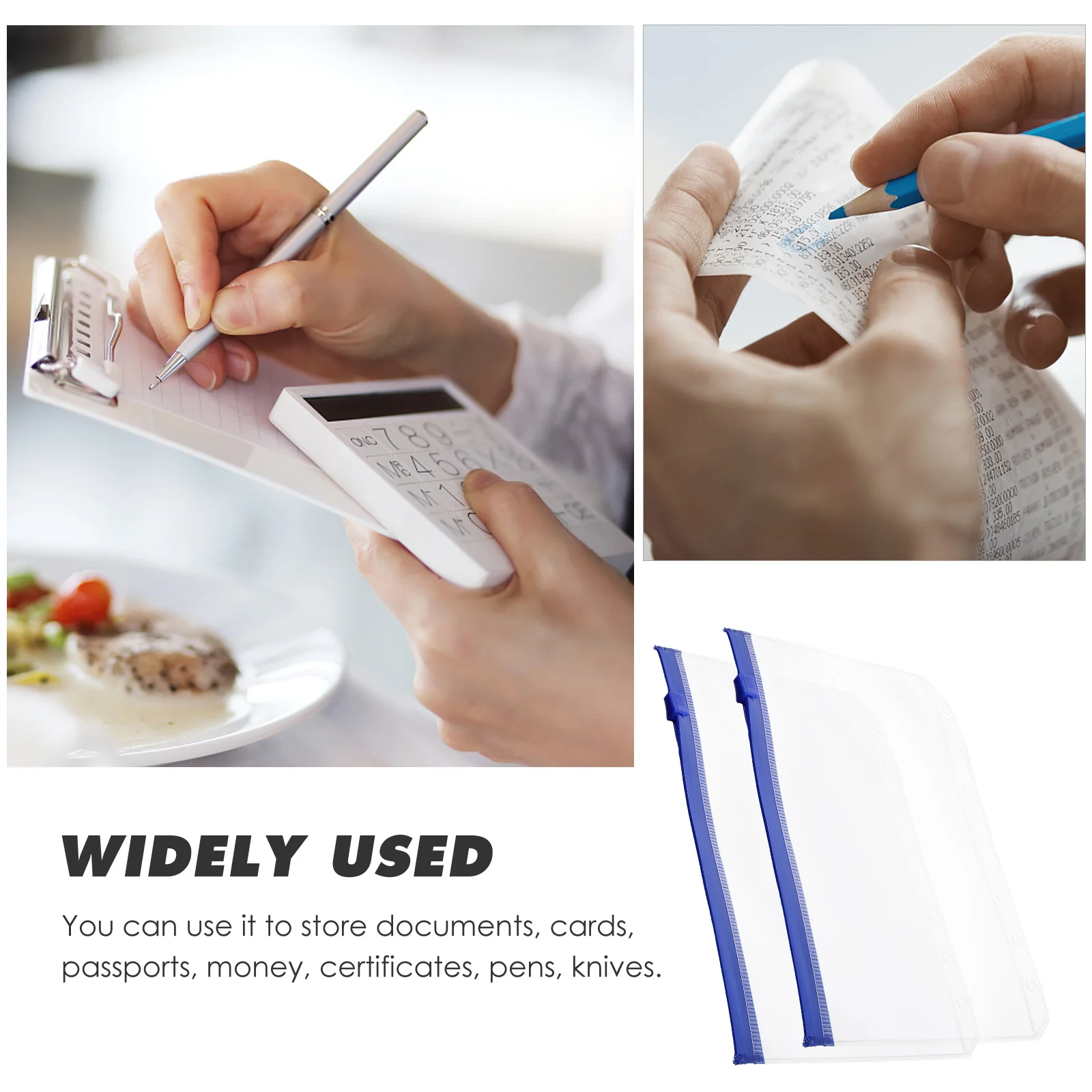 

Loose Leaf Binder Pouch Transparent Document Storage Bag PVC Zippered File Folder Insert Kids School Supplies Black