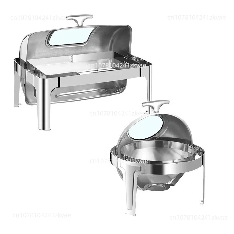 Commercial Stainless Steel Round Chafing Dish Warmer | Clamshell Top Food Warmer For Hotel Buffet & Party