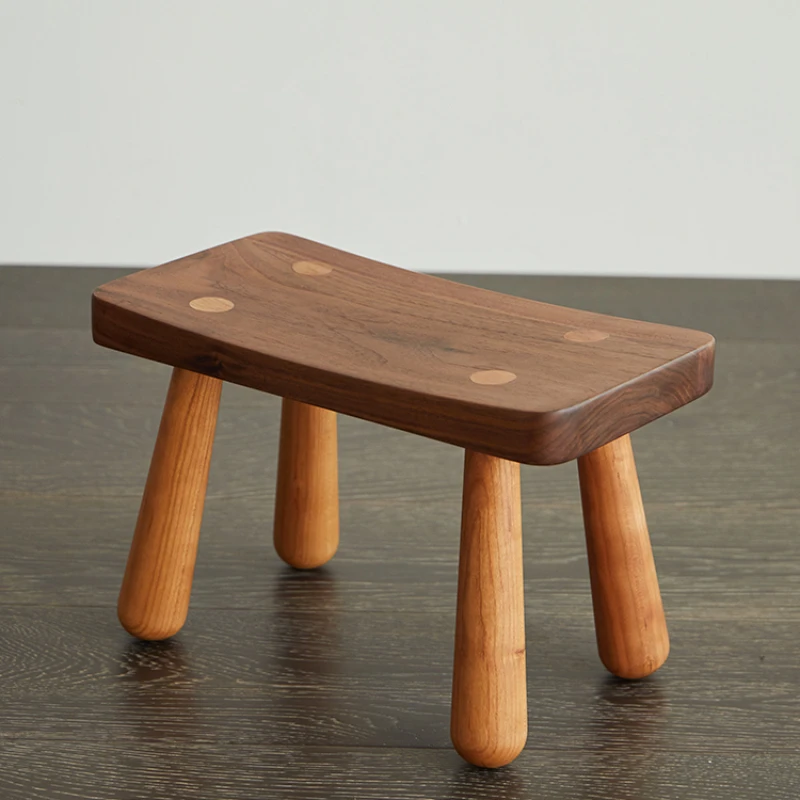 

Childhood small bench/black walnut tenon and mortise furniture solid wood stool Nordic children's shoe changing stool