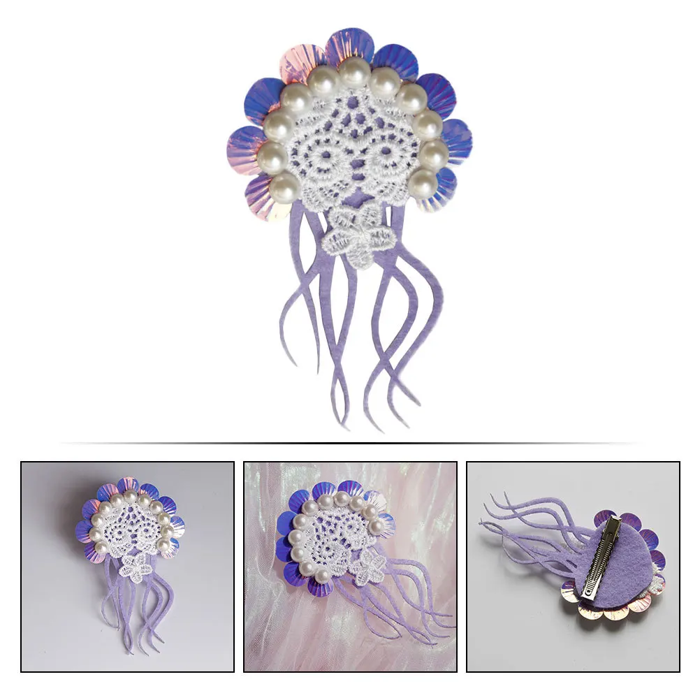 قنديل البحر دبوس الشعر اللؤلؤ ديكور أنيق دائم الإناث التبعي حفل زفاف ارتداء اليومي قنديل البحر دبوس الشعر مشبك شعر الزخرفية #5