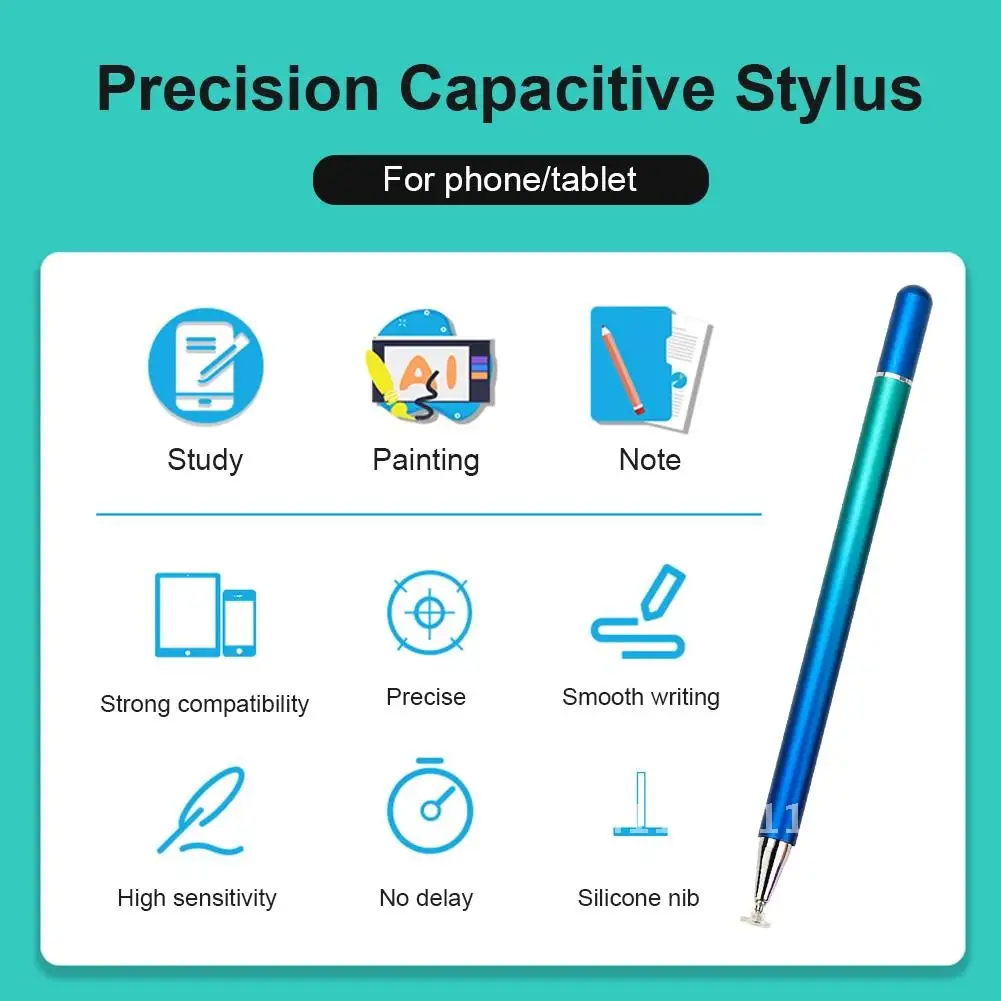 Stylus for iOS Gradient Color Touch Screen with Built-in Replaceable Suction Cup Pen Tip Transparent Disc Capacitive Stylus