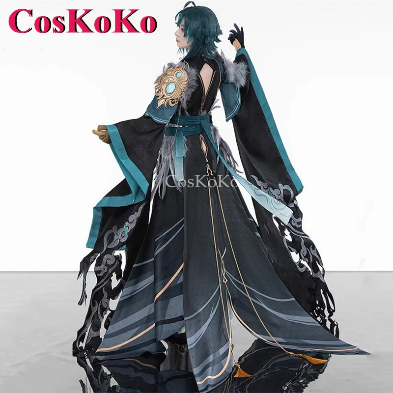 CosKoKo Xiao Cosplay Game Genshin Impact Costume Dijiang Umbrella-Holding Man Handsome Fashion Combat Uniform Role Play Clothing