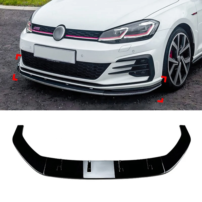 

Gloss Black Front Bumper Lip Diffuser Spoiler For Volkswagen Golf 7.5 MK7.5 GTI R Rline 2017-2019