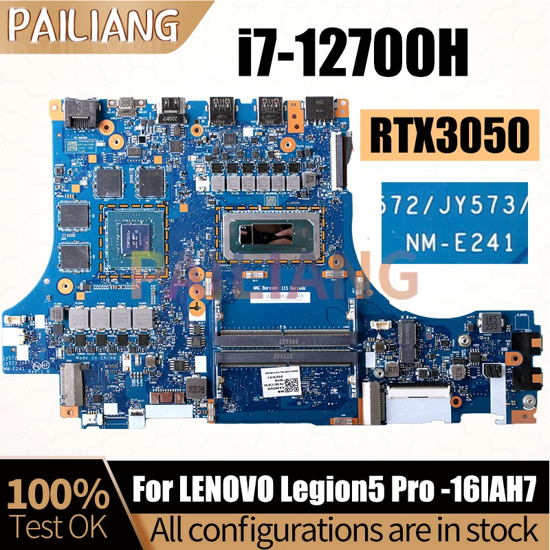 For LENOVO Legion5 Pro -16IAH7 Notebook Mainboard NM-E241 SRLD1 i7-12700H GN20-P1-A1 RTX3050 4G Laptop Motherboard Full Test