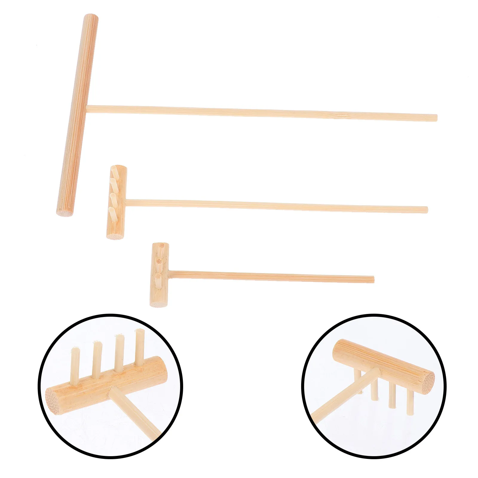 

Набор из 3 мини-граблей для сада, маленькие грабли для выравнивания песка в дзен-саду, аксессуары для микроландшафта, грабли для песочницы