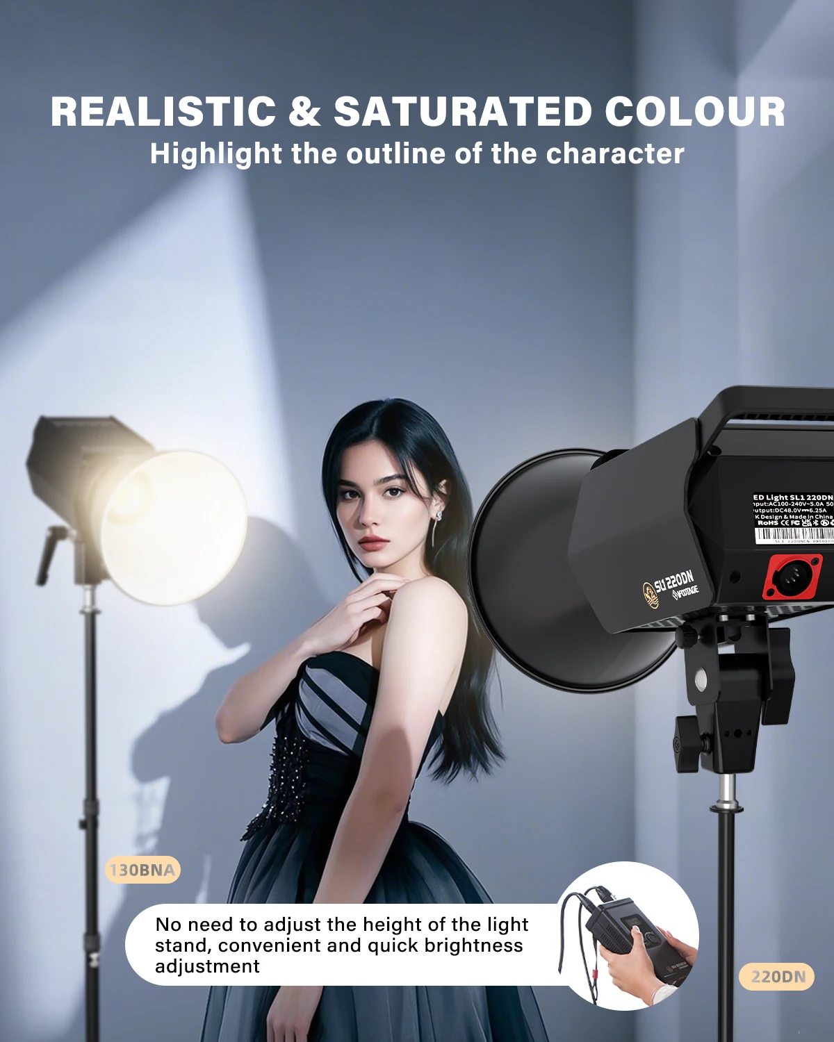 تعديل تطبيق iFootage Anglerfish 220DN: 8 مصابيح مؤثرات خاصة، ضوء طبيعي وناعم، اختراق 3 أمتار