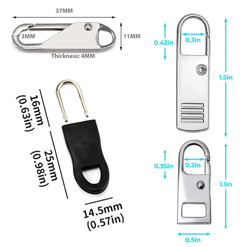 10 шт., универсальный сменный слайдер на молнии, съемник металла, съемник молнии, ремонтный комплект для DIY, швейные инструменты, металлическая молния