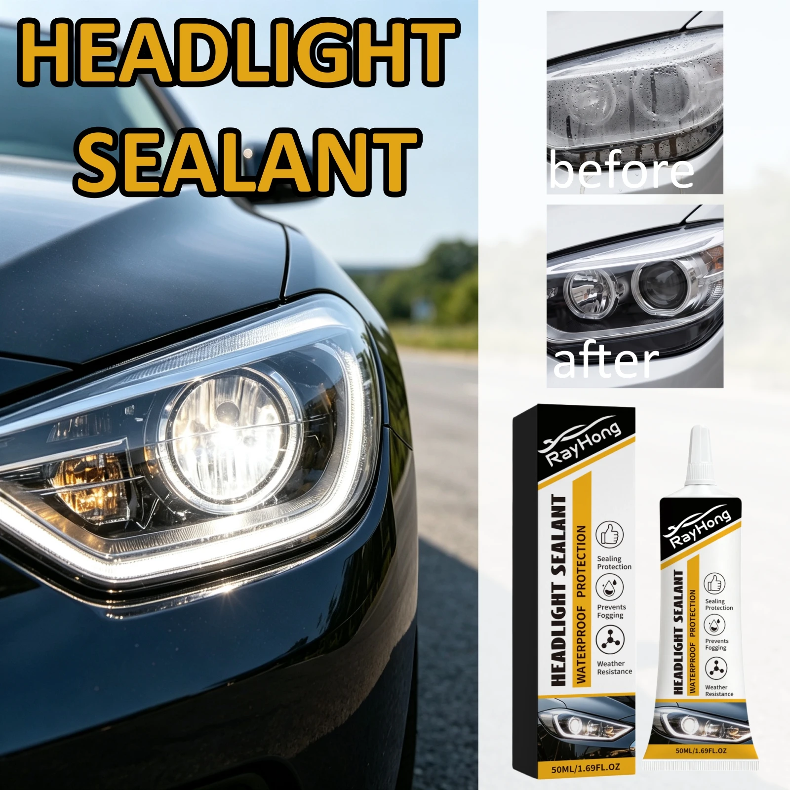 Car Headlight Waterproof Sealing Glue Solution Maintain Clarity Against Dust Damp Yellowing Auto Lamp Housing Sealant Compound