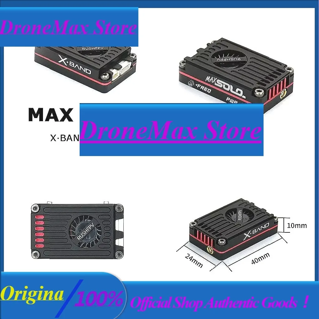 DroMaRUSHFPV MAX SOLO XBAND 4.9Ghz 2.5W 8CH VTX Transmitter With CNC Shell & Cooling Fan For FPV Drone