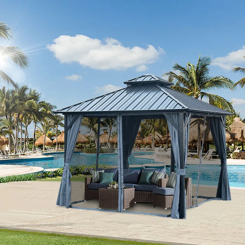 10*10FT patic gazebo alu gazebo steel canopy Outdoor Permanent Hardtop Gazebo Canopy  Patio Garden Backyard