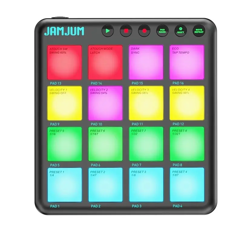 【TRAVEL ESSENTIAL】JAMJUM MIDI Controller 16 Key Dynamic RGB BT MIDI Pad Rechargeable Portable Plug And Play